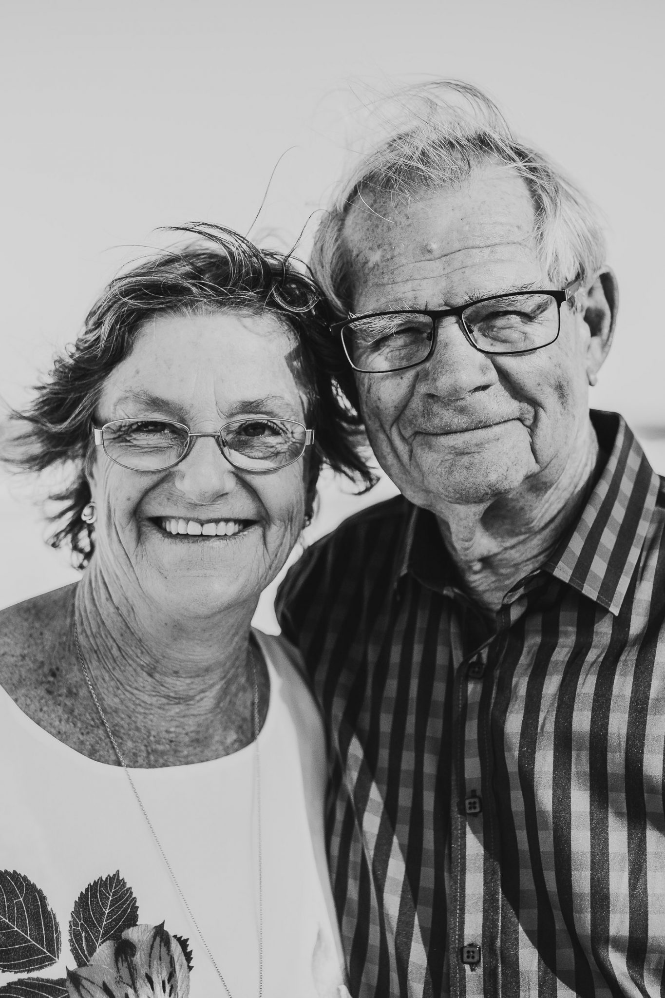 Black and white portrait of grandfather and grandmother